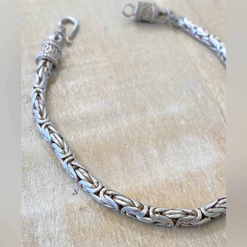 Vintage antique sterling silver Balinese chain Bracelet